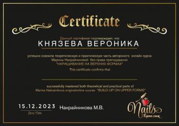 Сертификат сотрудника Князева В.В.